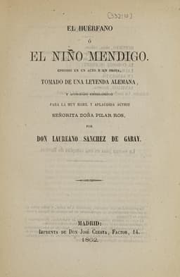 Portada de El huérfano, o, El niño mendigo