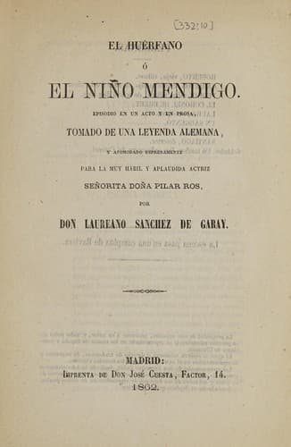 Portada de El huérfano, o, El niño mendigo