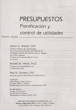 Portada de Presupuestos - Planificacion y Control de Utilidad