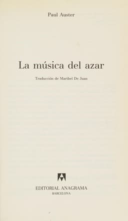 Portada de La Musica del Azar