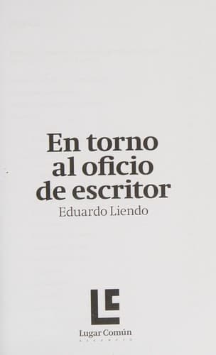 Portada de En torno al oficio de escritor