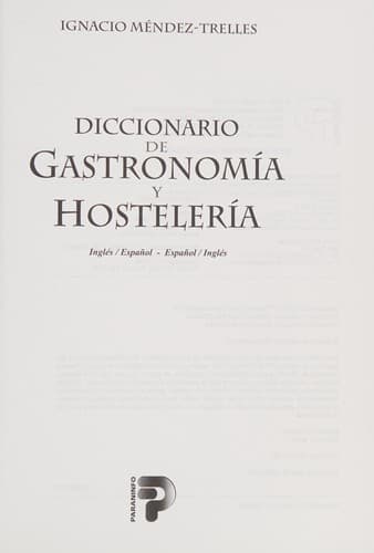 Portada de Diccionario de gastronomía y hostelería