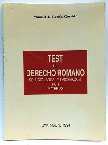 Portada de Test de derecho romano, solucionados y ordenados por materias