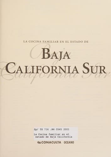 Portada de Cocina Familiar En El Estado De Baja California Sur (Cocina Familiar)
