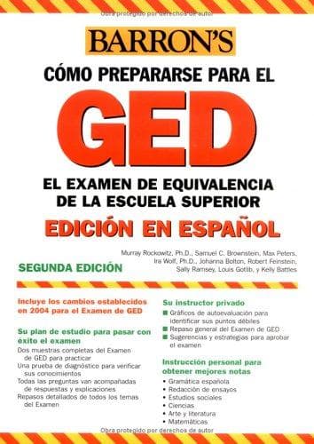 Portada de Barron's cómo prepararse para el GED, el examen de equivalencia de la escuela superior