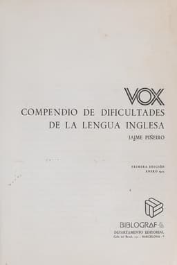Portada de Compendio de dificultades de la lengua inglesa