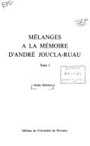 Portada de Mélanges à la mémoire d'André Joucla-Ruau