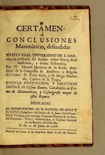 Portada de Certamen, ò Conclusiones matemàticas
