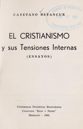 Portada de El cristianismo y sus tensiones internas