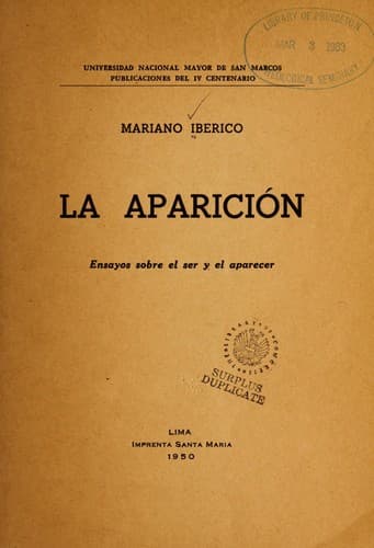 Portada de La aparicio n