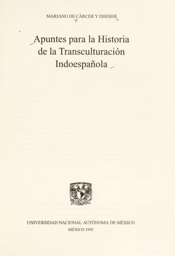 Portada de Apuntes para la historia de la transculturación indoespañola