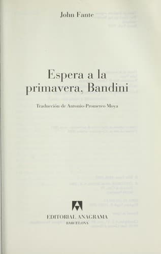 Portada de Espera a la primavera, Bandini