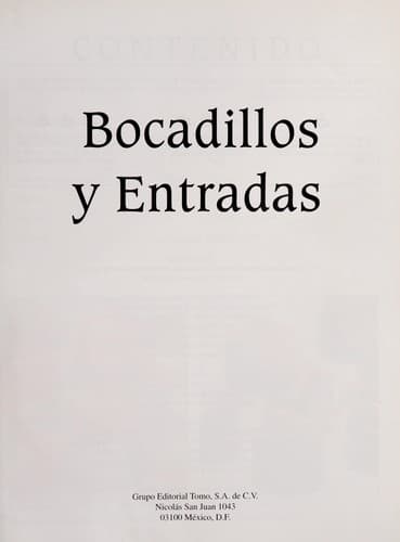 Portada de Bocadillos Y Entradas