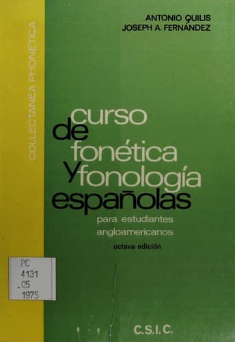 Portada de Curso de fonética y fonología españolas
