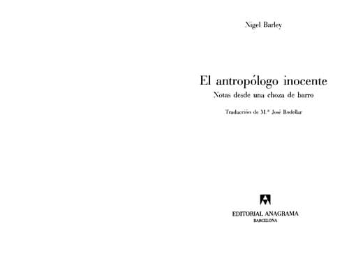 Portada de El Antropologo Inocente