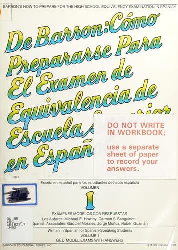 Portada de De Barron cómo prepararse para el examen de equivalencia de escuela superior en español